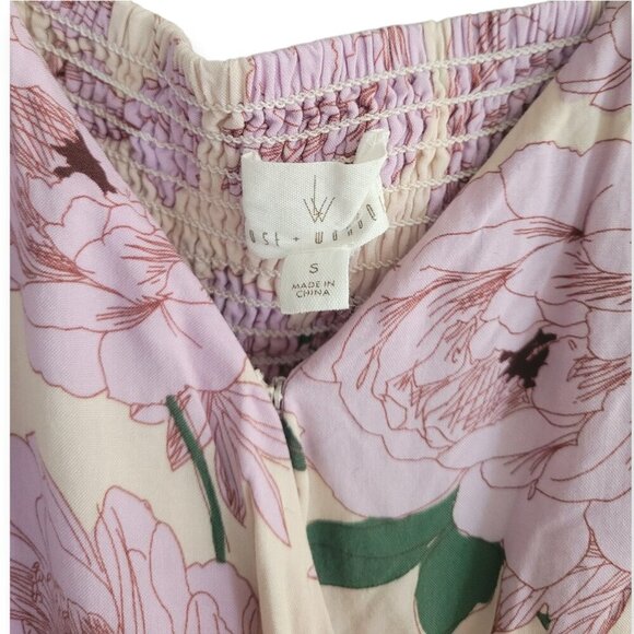 Lost + Wander s/s lilac/green floral faux-wrap dress size S - Picture 4 of 11